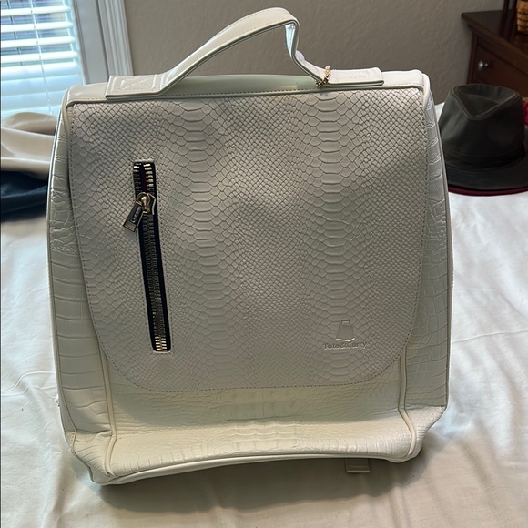 White Textured Backpack - Picture 1 of 4